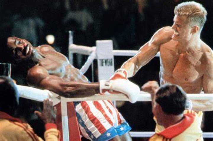 Ivan Drago and Apollo Creed in Rocky IV.