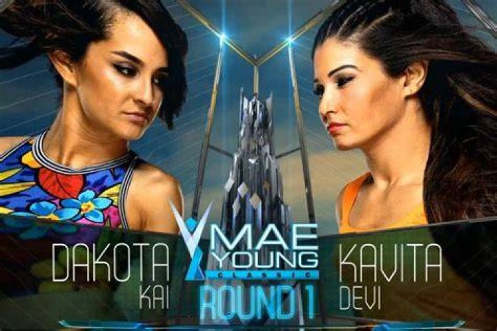 Kavita Devi, Peyton Royce, Dakota Kai, Bianca Belair, and Tay Conti celebrate at WrestleMania 34