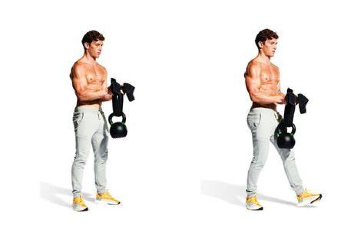 kettlebell towel curl gun walk