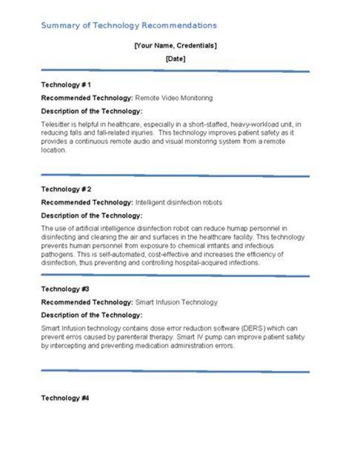 Minimum Technology Recommendations