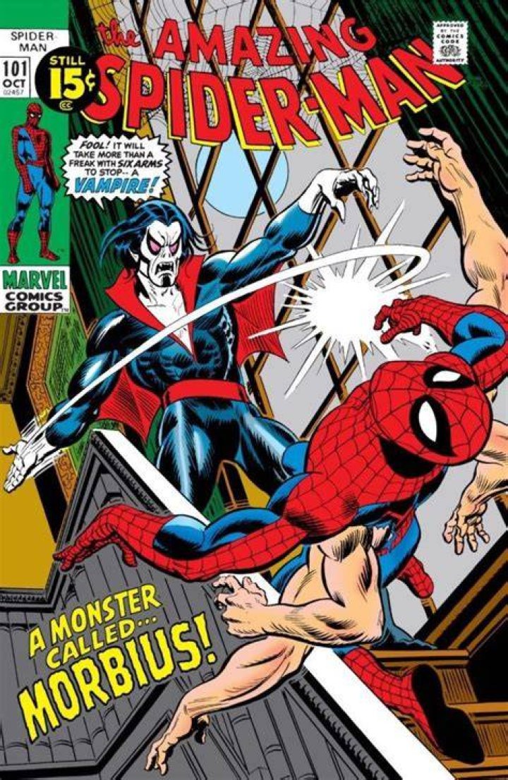 Morbius attacking Spider-Man on the cover of Marvel Team-Up #3-4