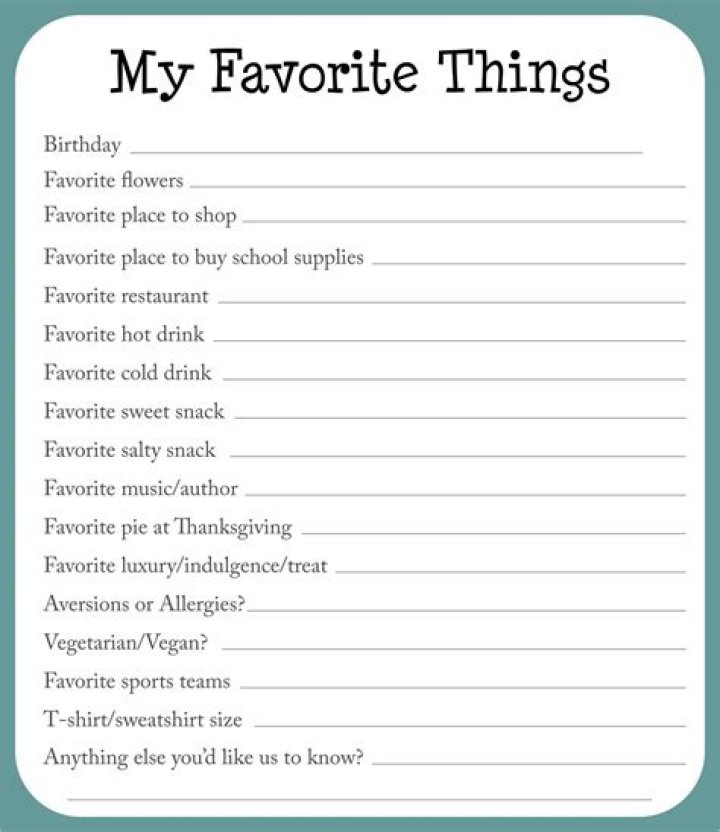 My Favorite Things Template 10 Free PDF Printables Printablee