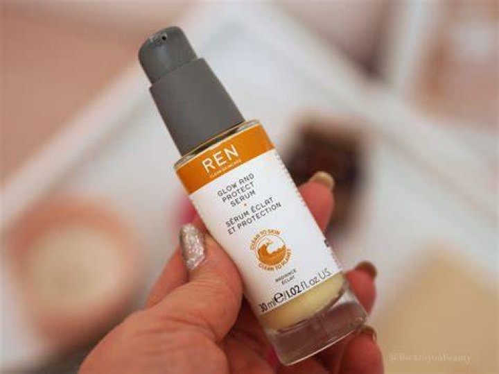 ren glow and protect serum with kakadu plum on a white background