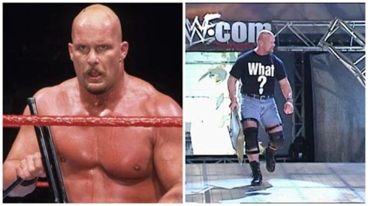 Steve Austin getting up in Bret Hart's face.