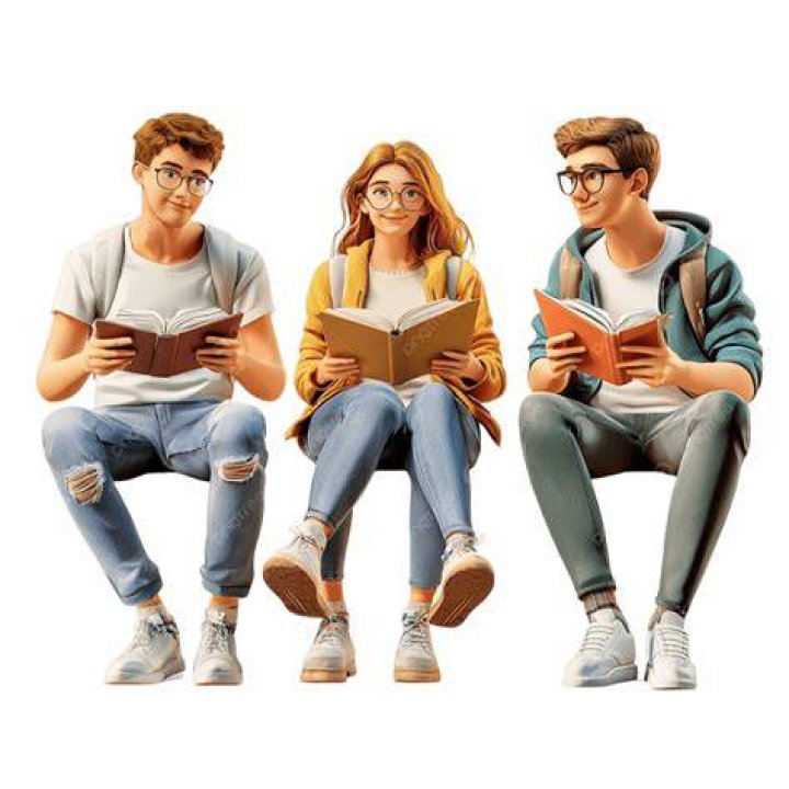 three young people reading and hanging out in a hostel lounge