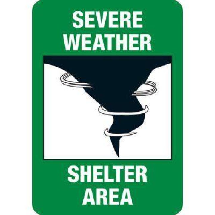 tornado shelter location sign