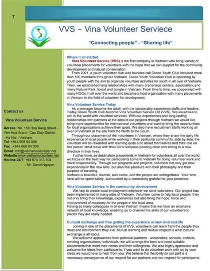 vina volunteer service